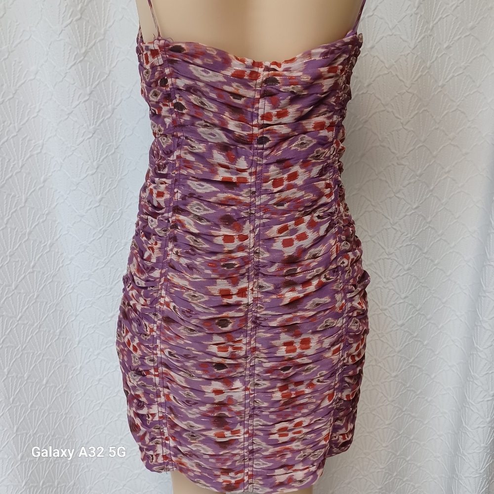 Zara New Women Size L  Purple Patterned Mini Dress - Picture 10 of 16